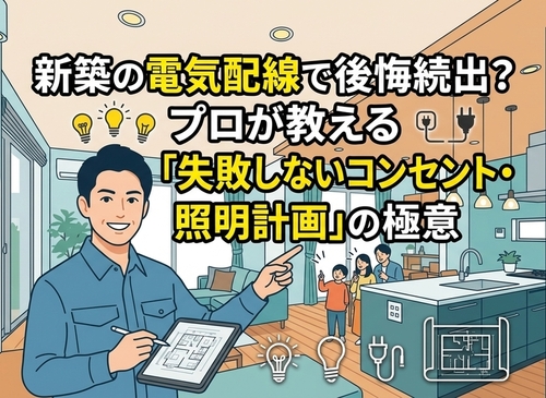 『新築の電気配線で後悔続出？プロが教える「失敗しないコンセント・照明計画」の極意』